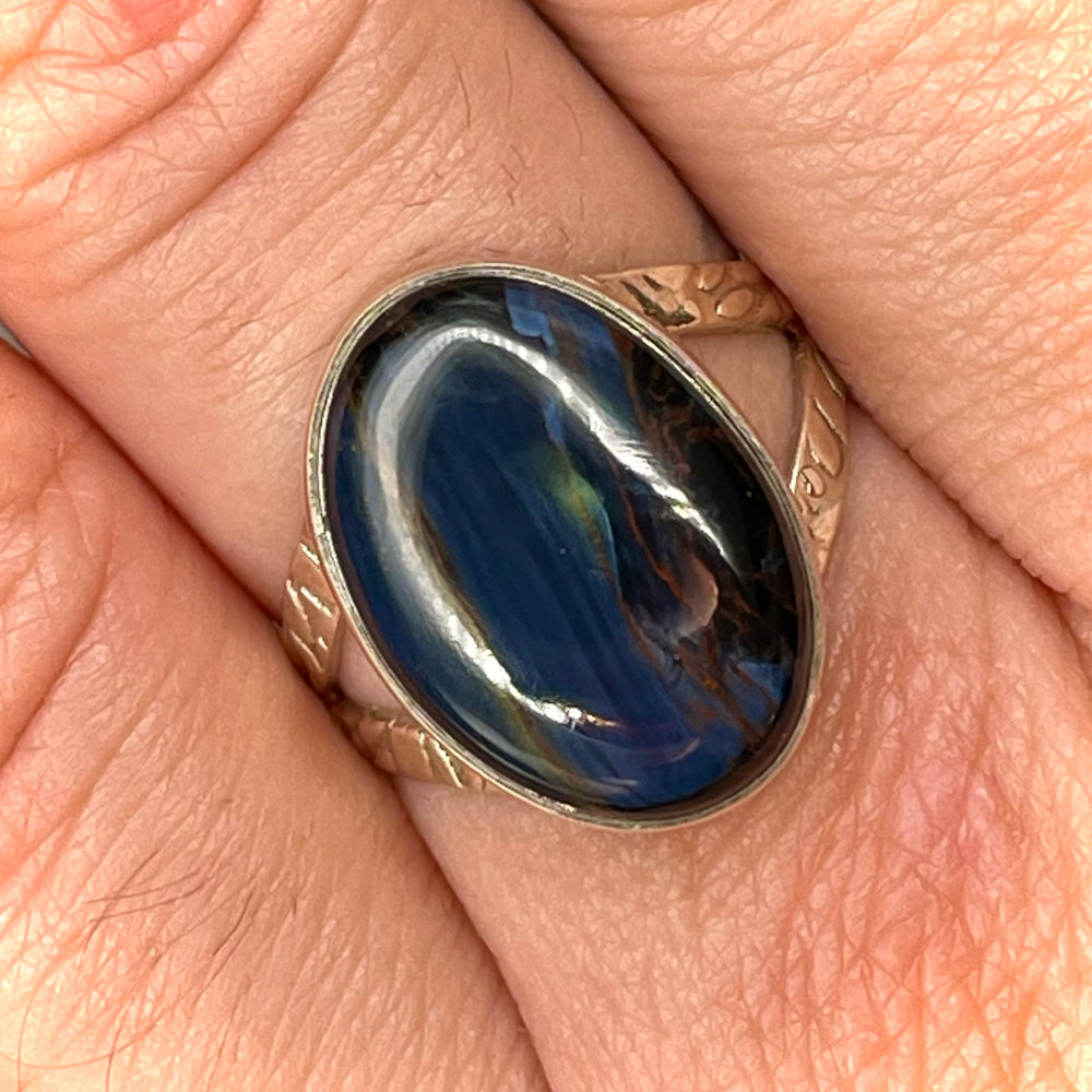 Oval Pietersite Ring Sterling Silver