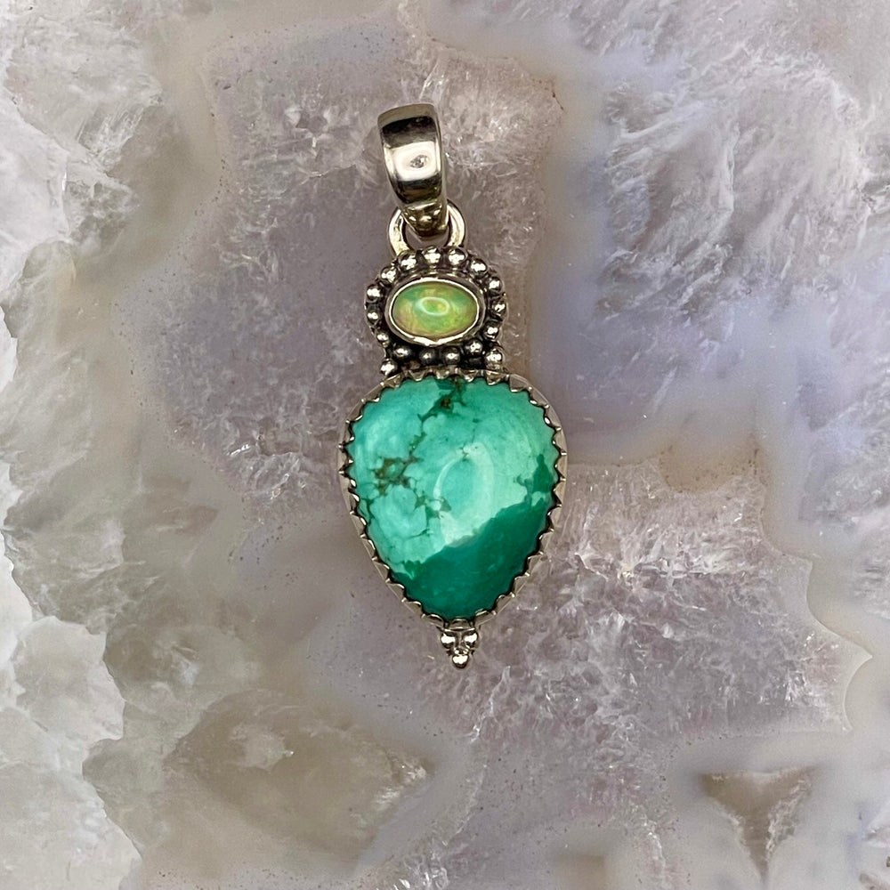 Opal and Turquoise Pendant Sterling Silver