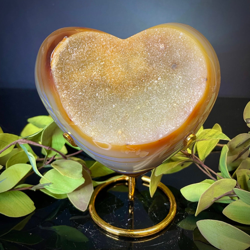 Druzy Agate Heart on Stand