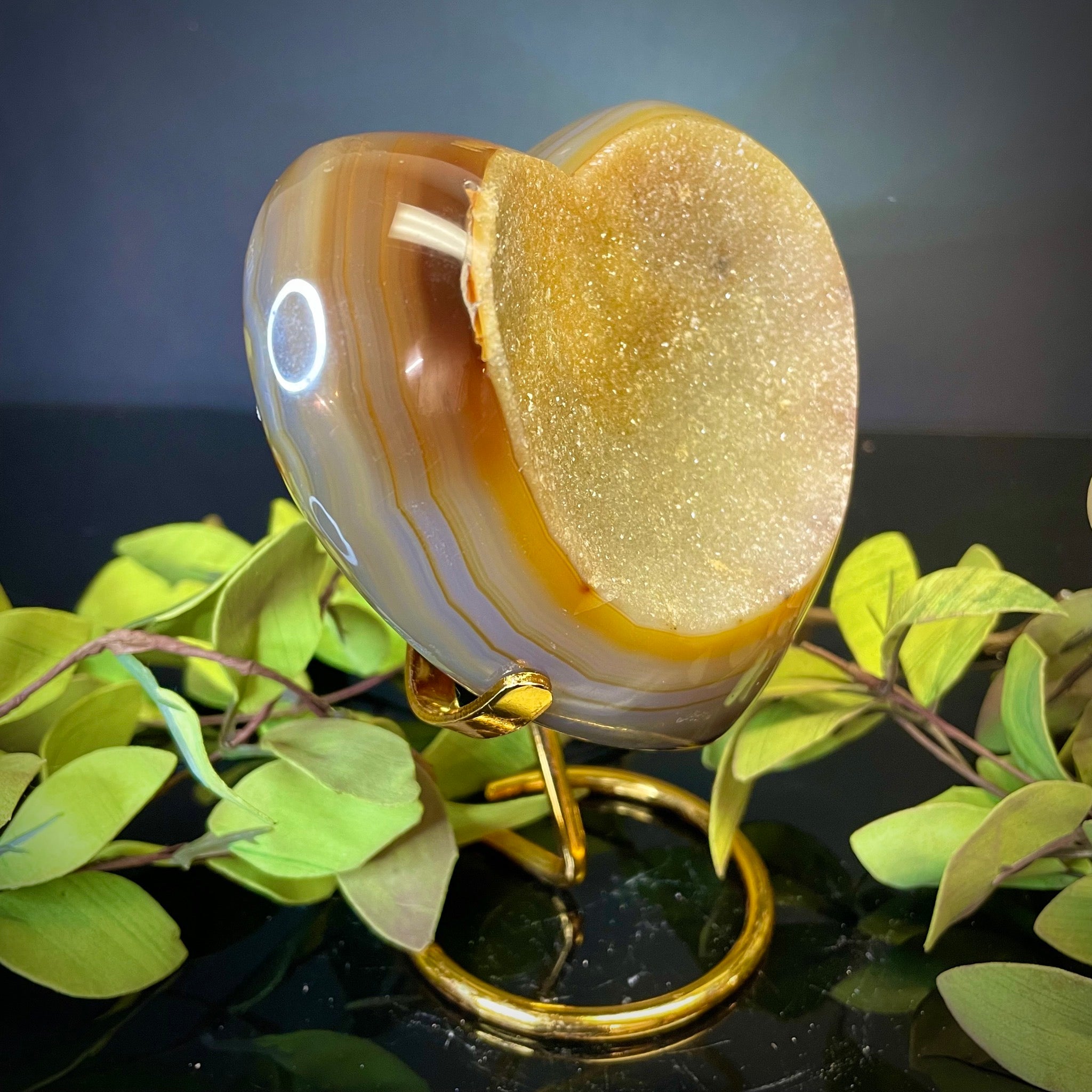 Druzy Agate Heart on Stand