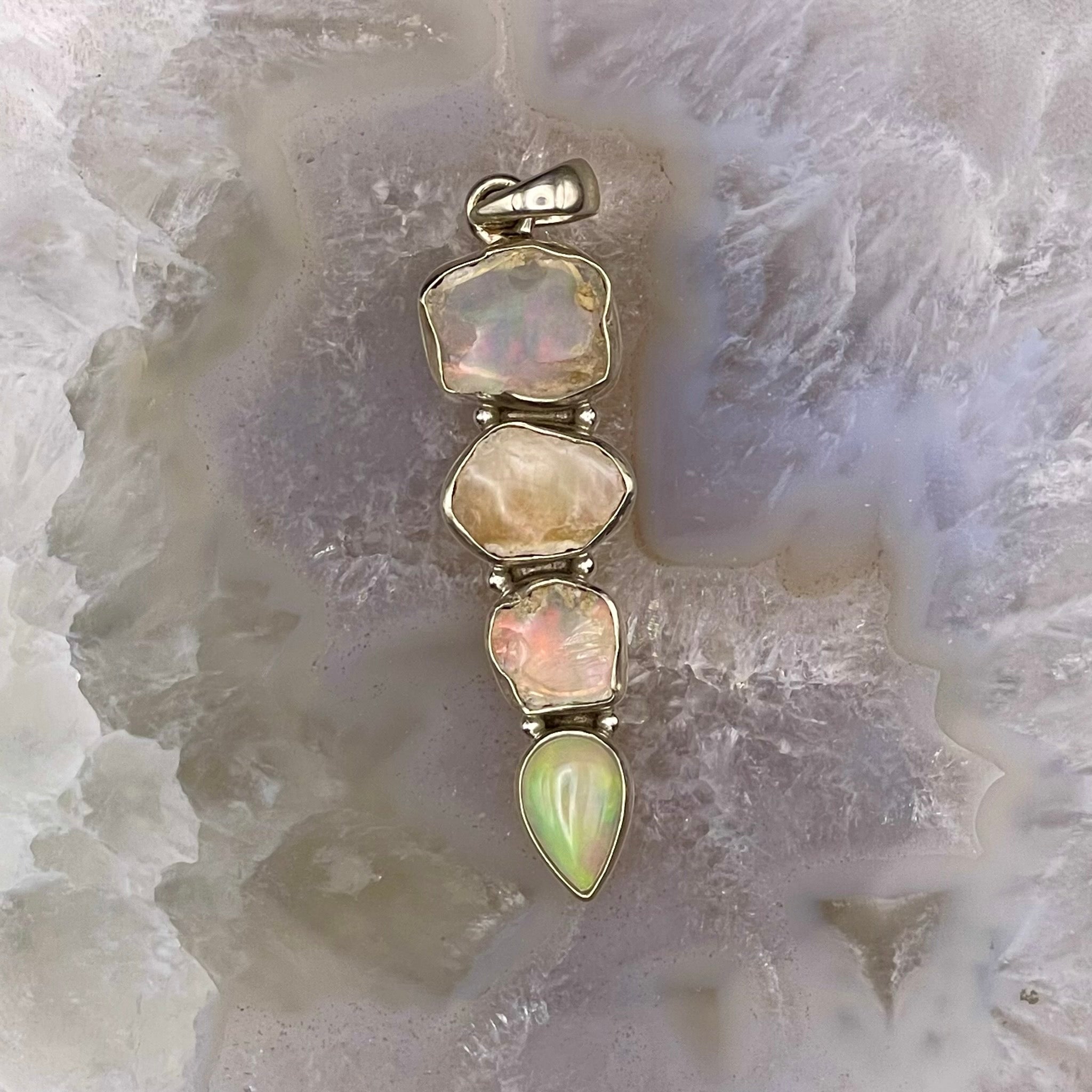 4 Stone Opal Pendant Sterling Silver