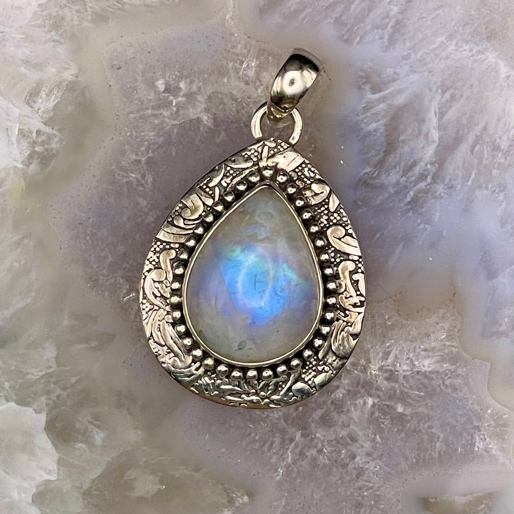 Teardrop Moonstone Pendant Sterling Silver