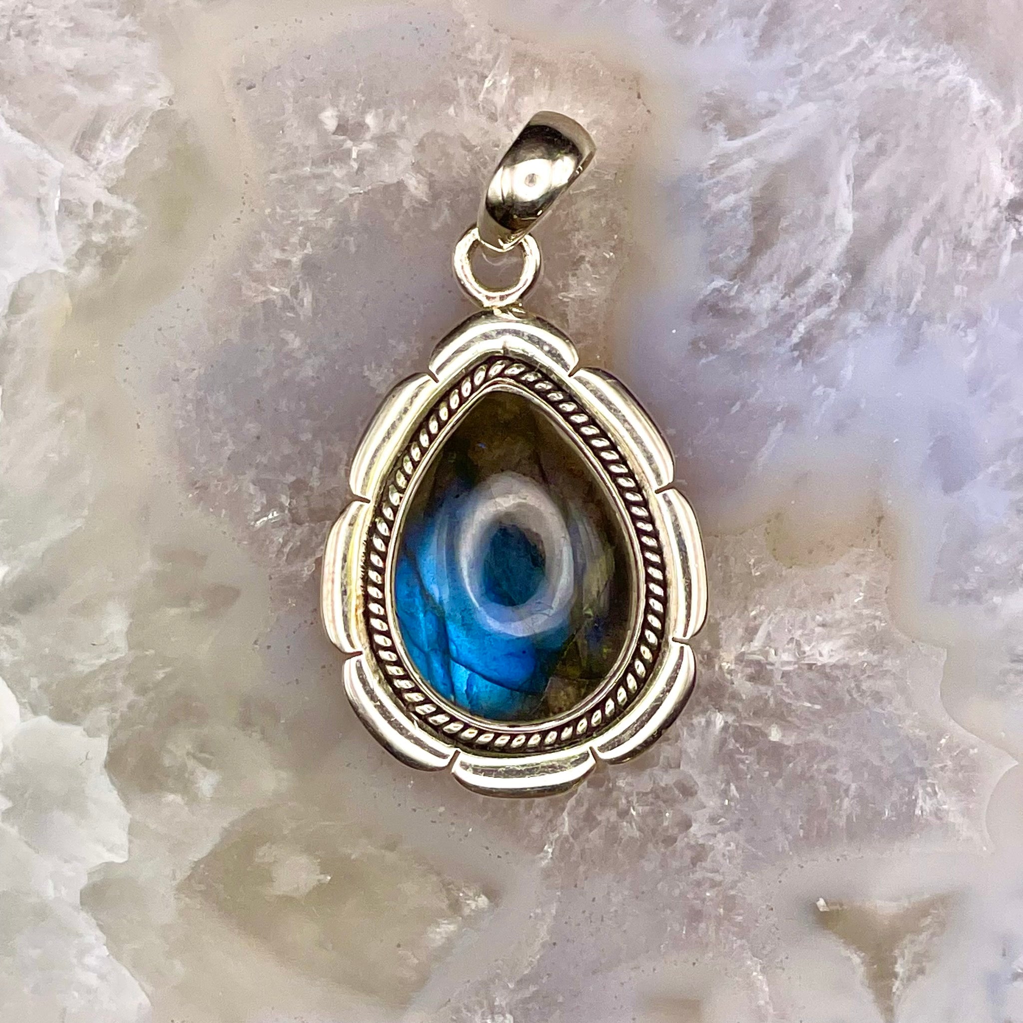 Teardrop Labradorite Pendant Sterling Silver