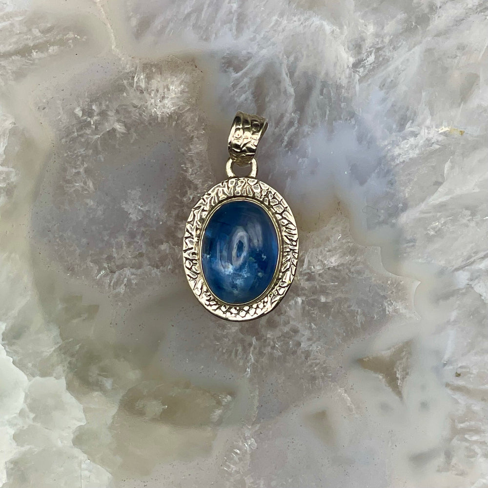 Oval Blue Kyanite Pendant Sterling Silver