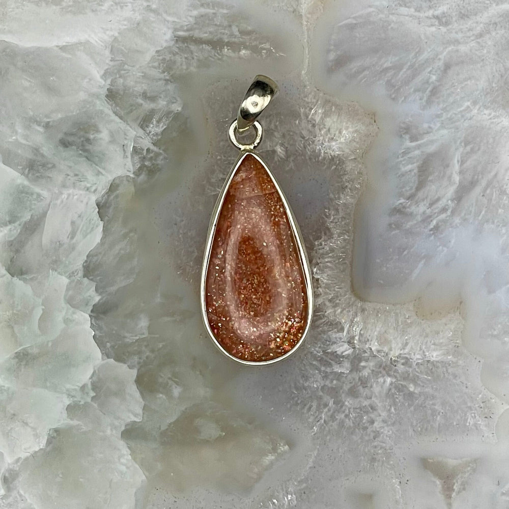 Teardrop Sunstone Pendant Sterling Silver