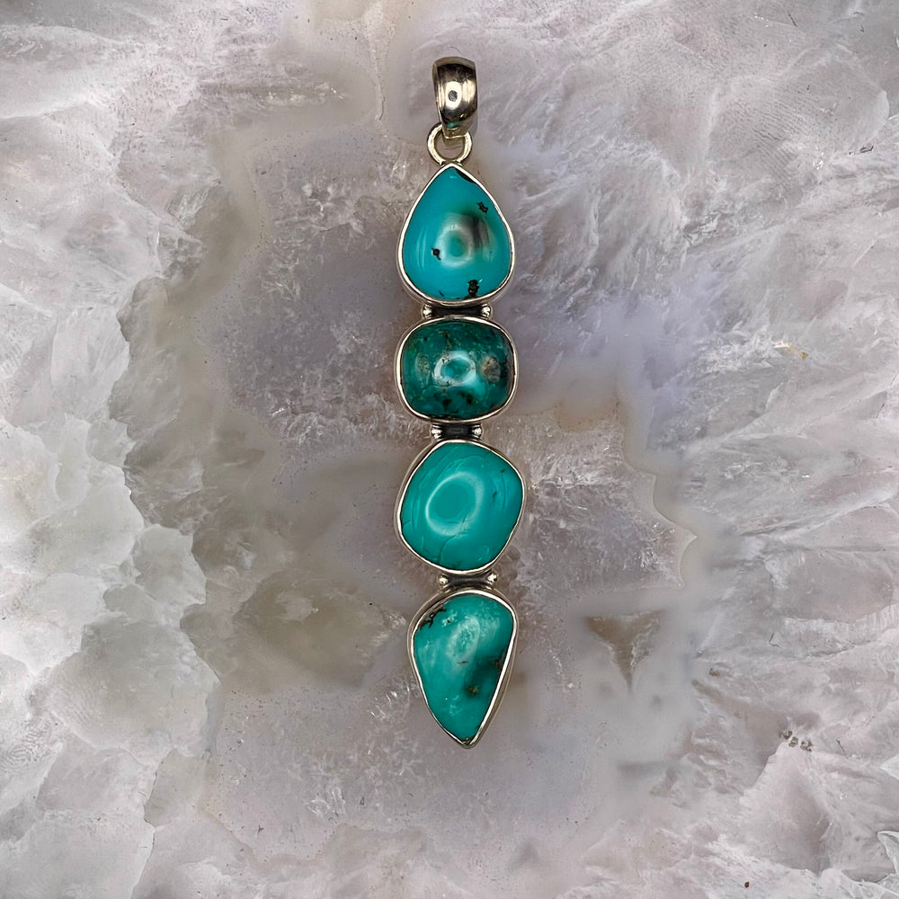 4 Stone Turquoise Pendant Sterling Silver