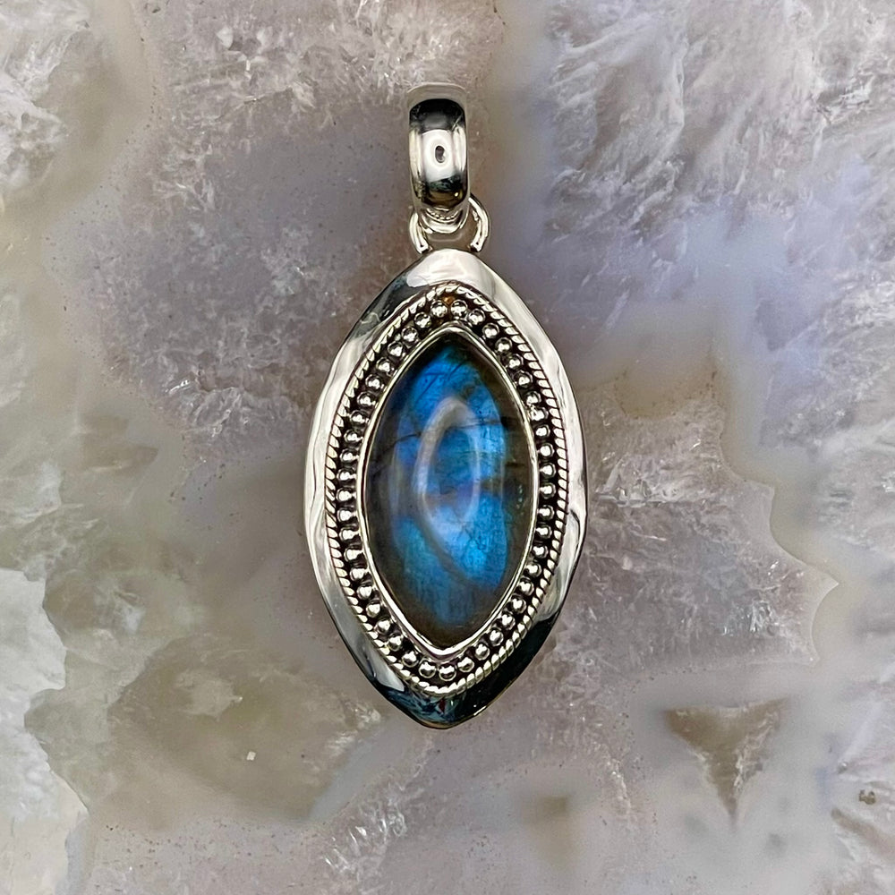 Oval Labradorite Pendant Sterling Silver