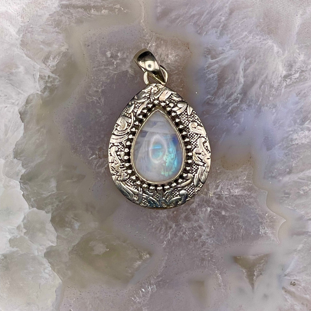 Teardrop Moonstone Pendant Sterling Silver