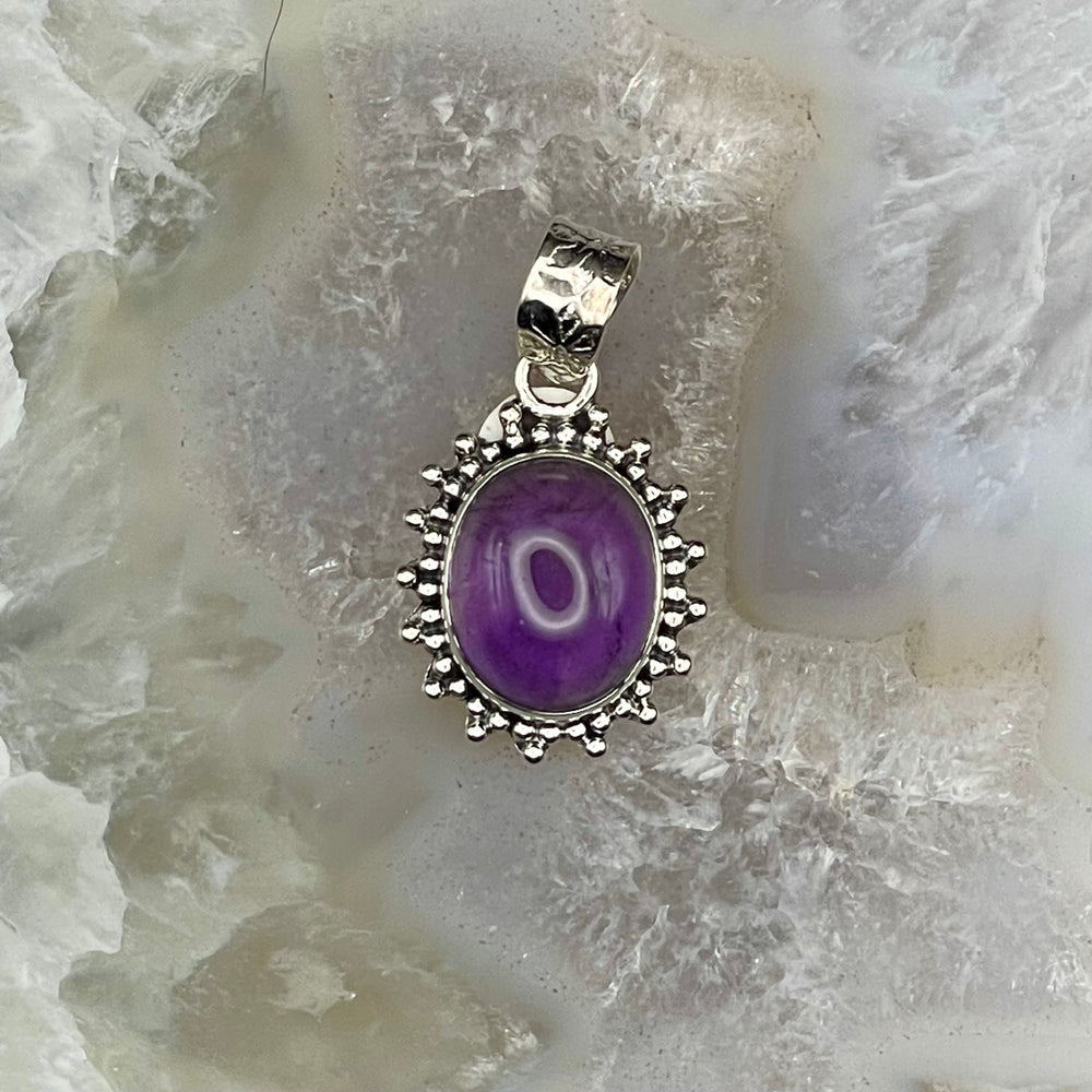 Oval Amethyst Pendant Sterling Silver