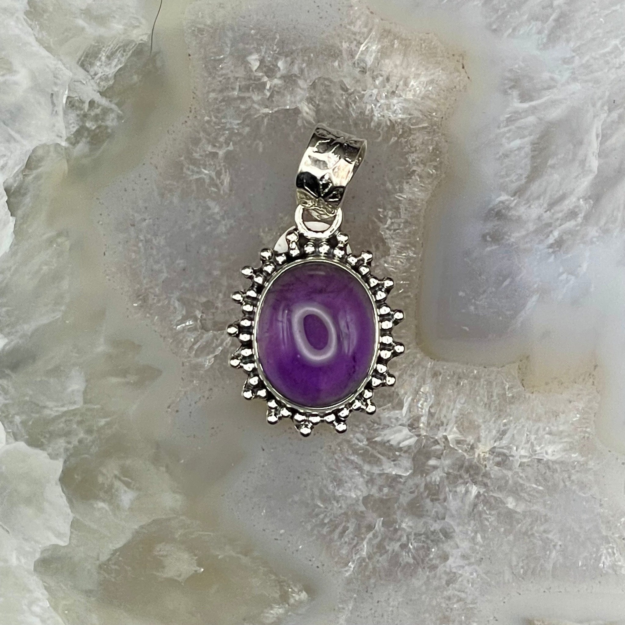 Oval Amethyst Pendant Sterling Silver