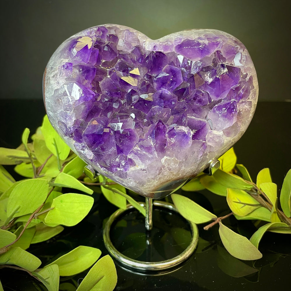 Amethyst Heart on Stand