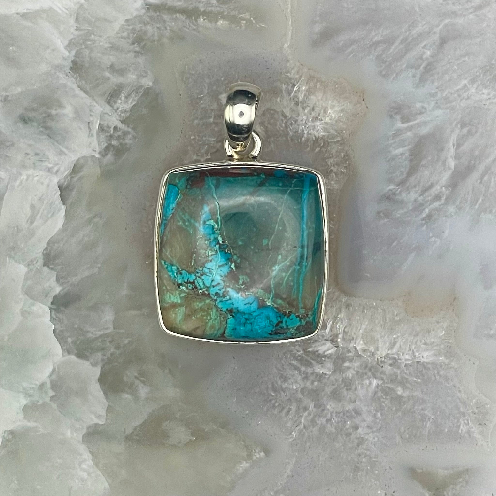 Square Chrysocolla Pendant Sterling Silver