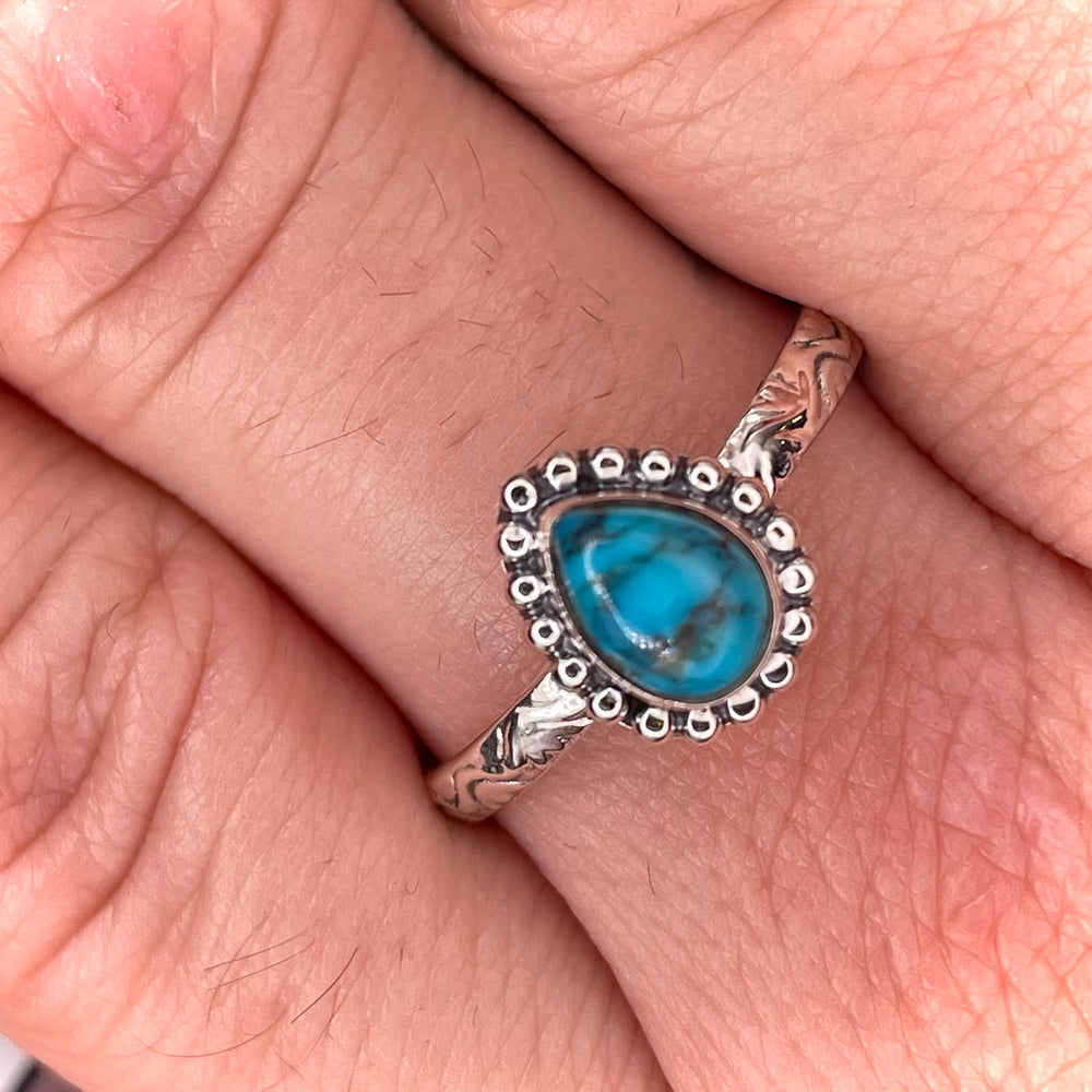 Teardrop Turquoise Ring Sterling Silver