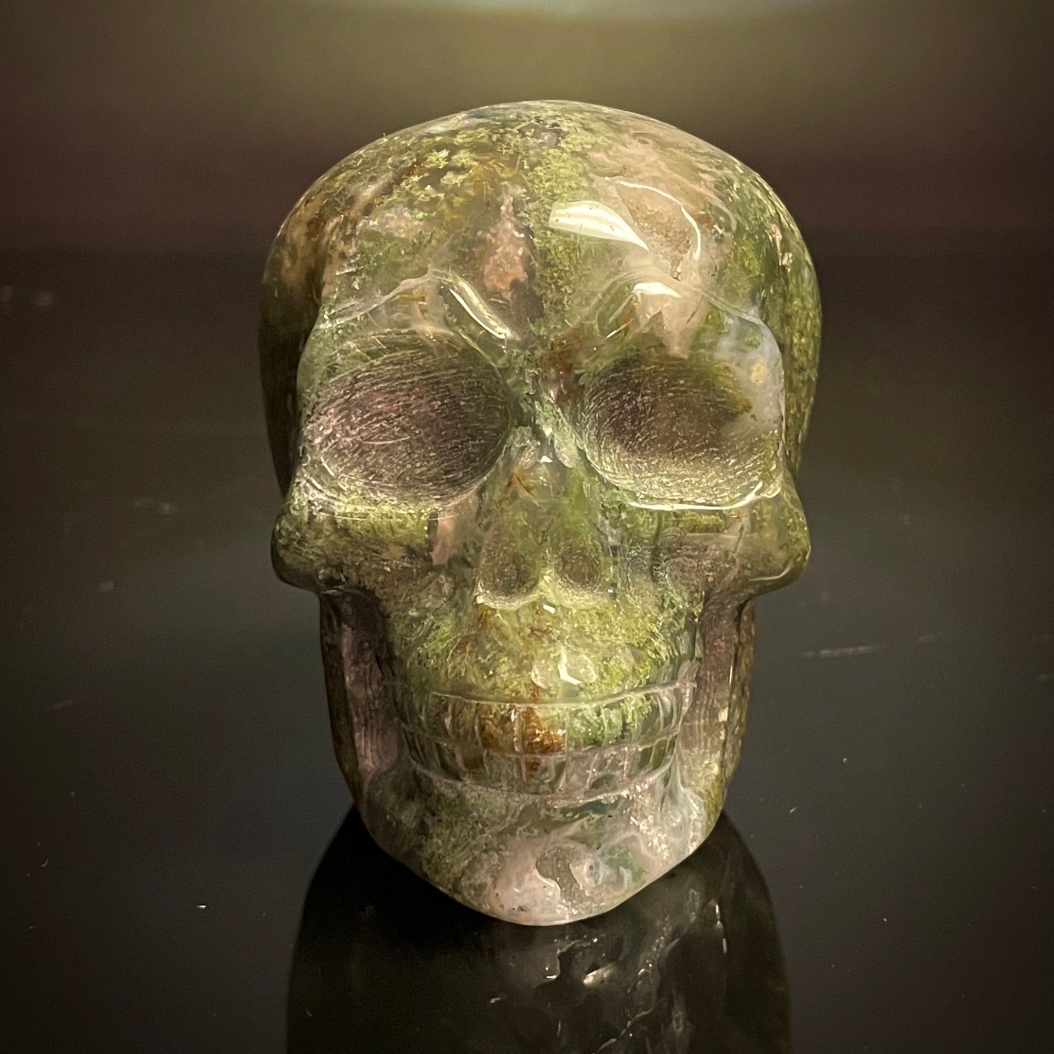 Moss Agate Skull