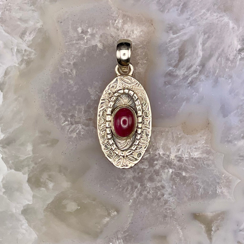 Oval Garnet Pendant Sterling Silver