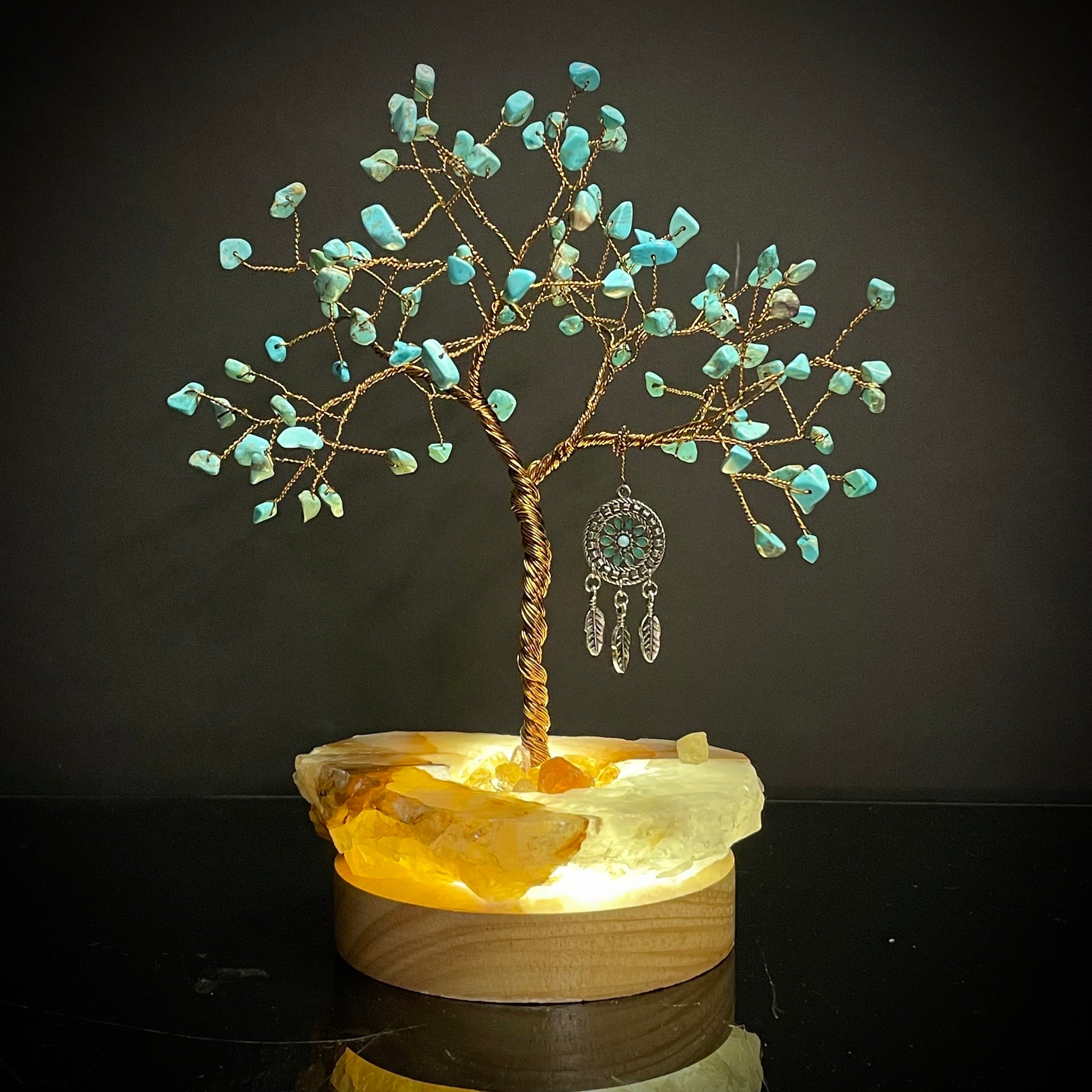 Dyed Howlite Mojo Tree on Golden Healer Base