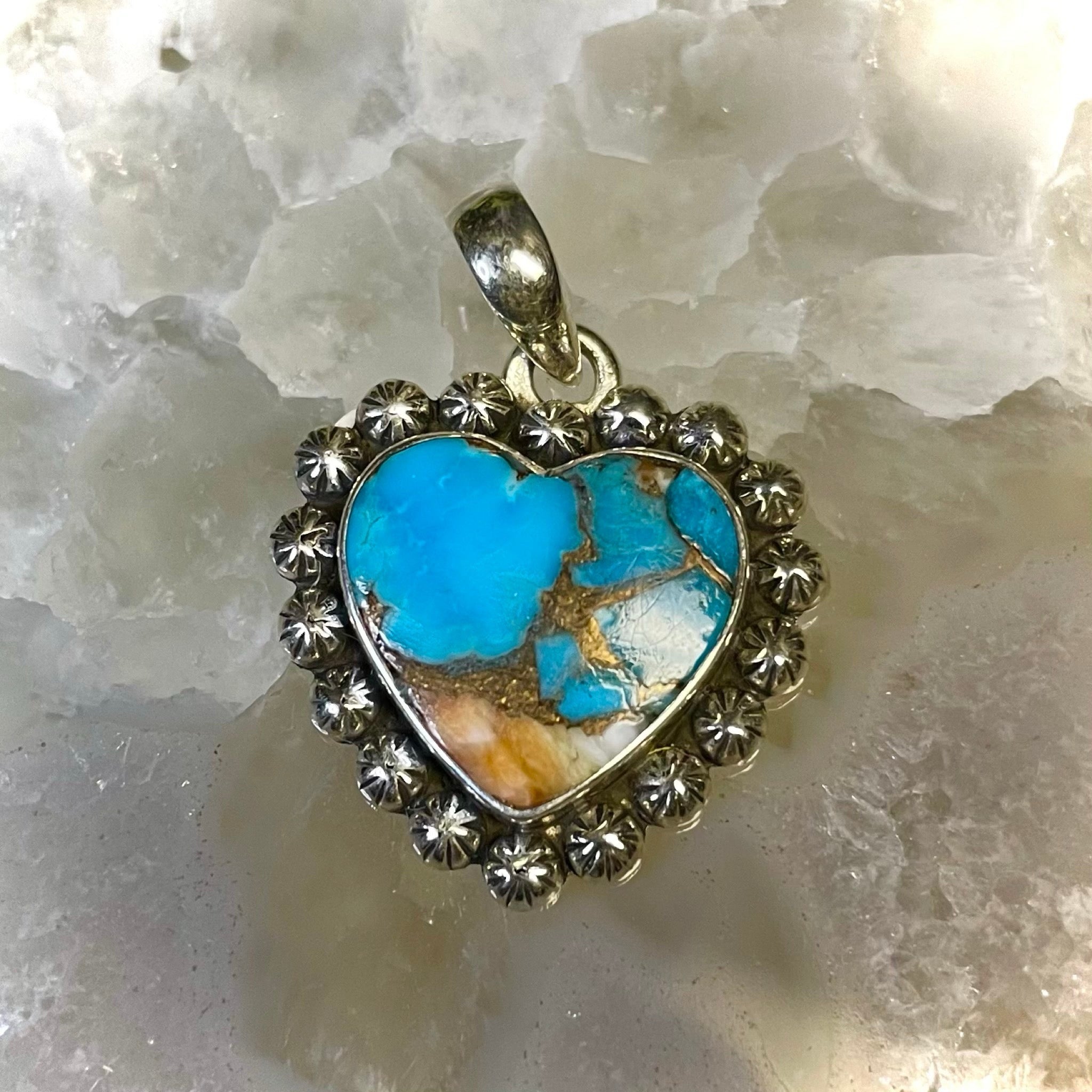 Mohave Copper Turquoise Heart Pendant Sterling Silver