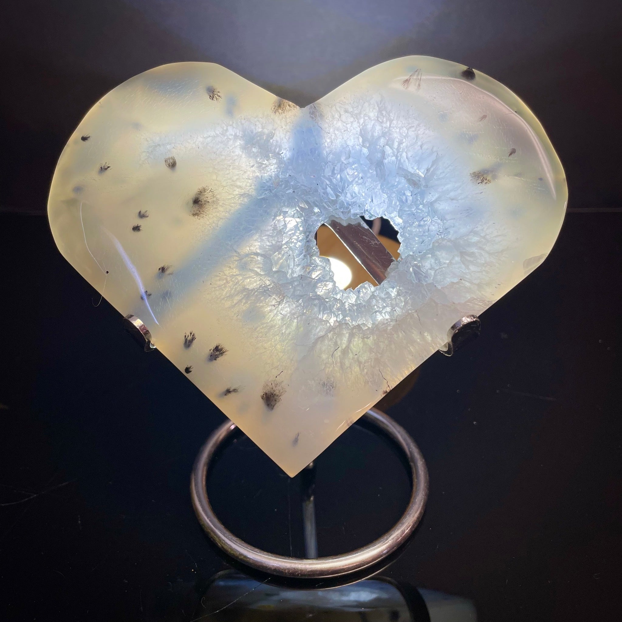 Druzy Agate Heart on Stand