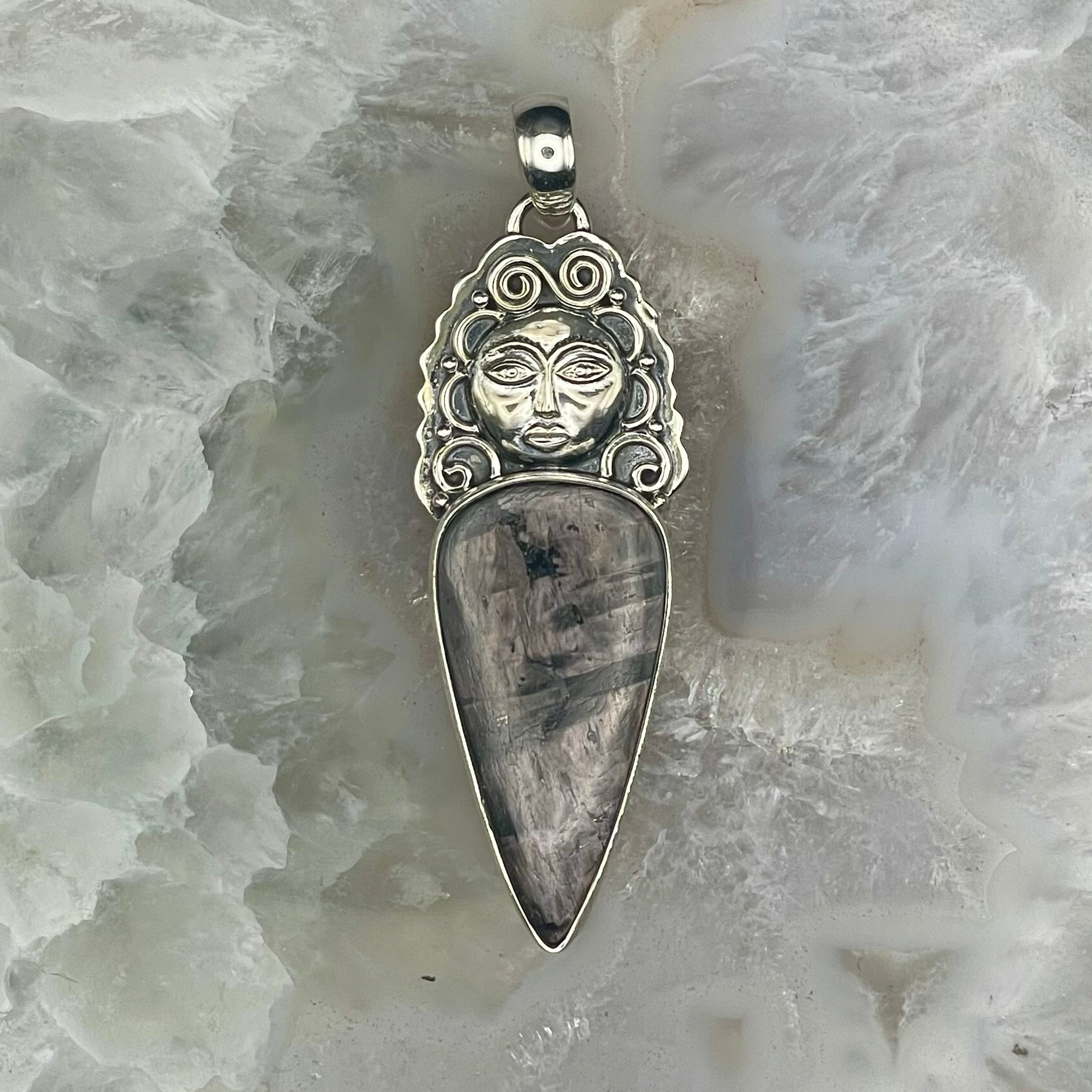 Goddess Hypersthene Pendant Sterling Silver