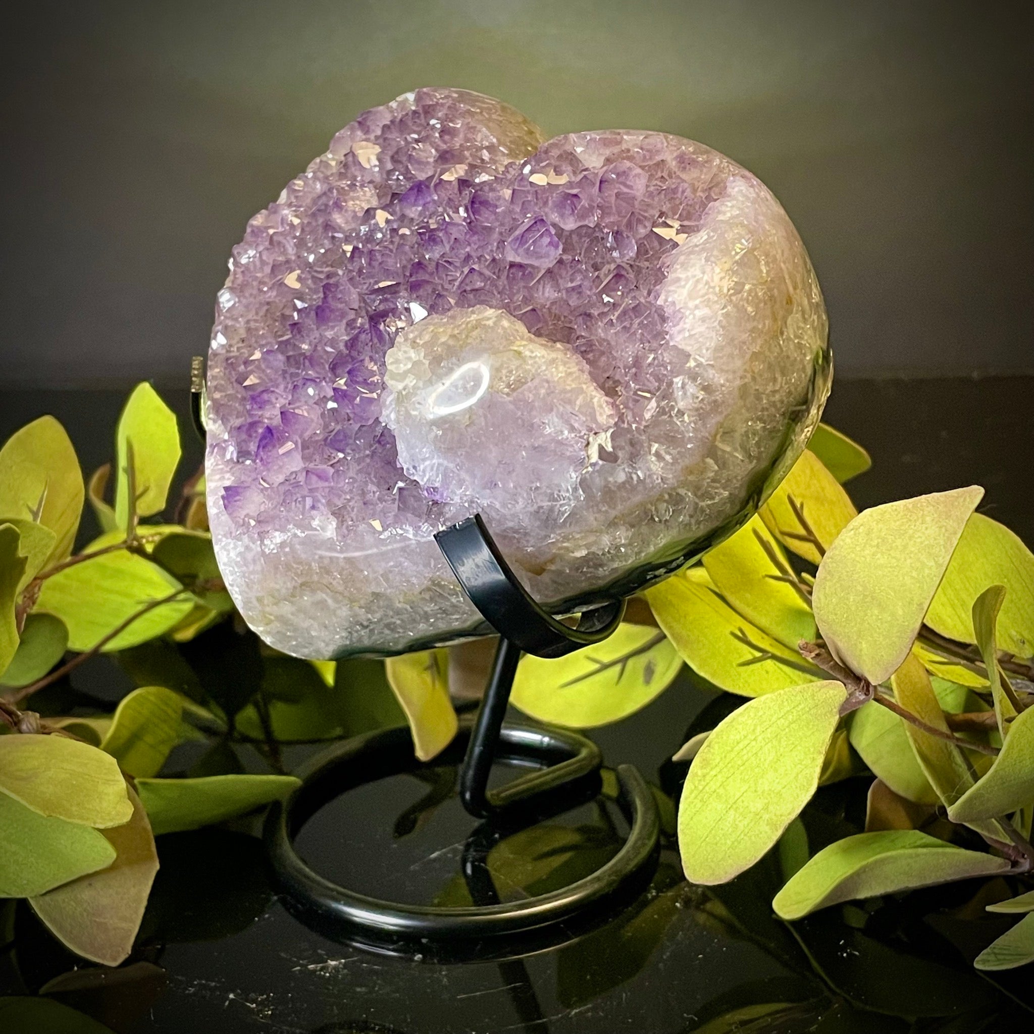 Amethyst Heart on Stand