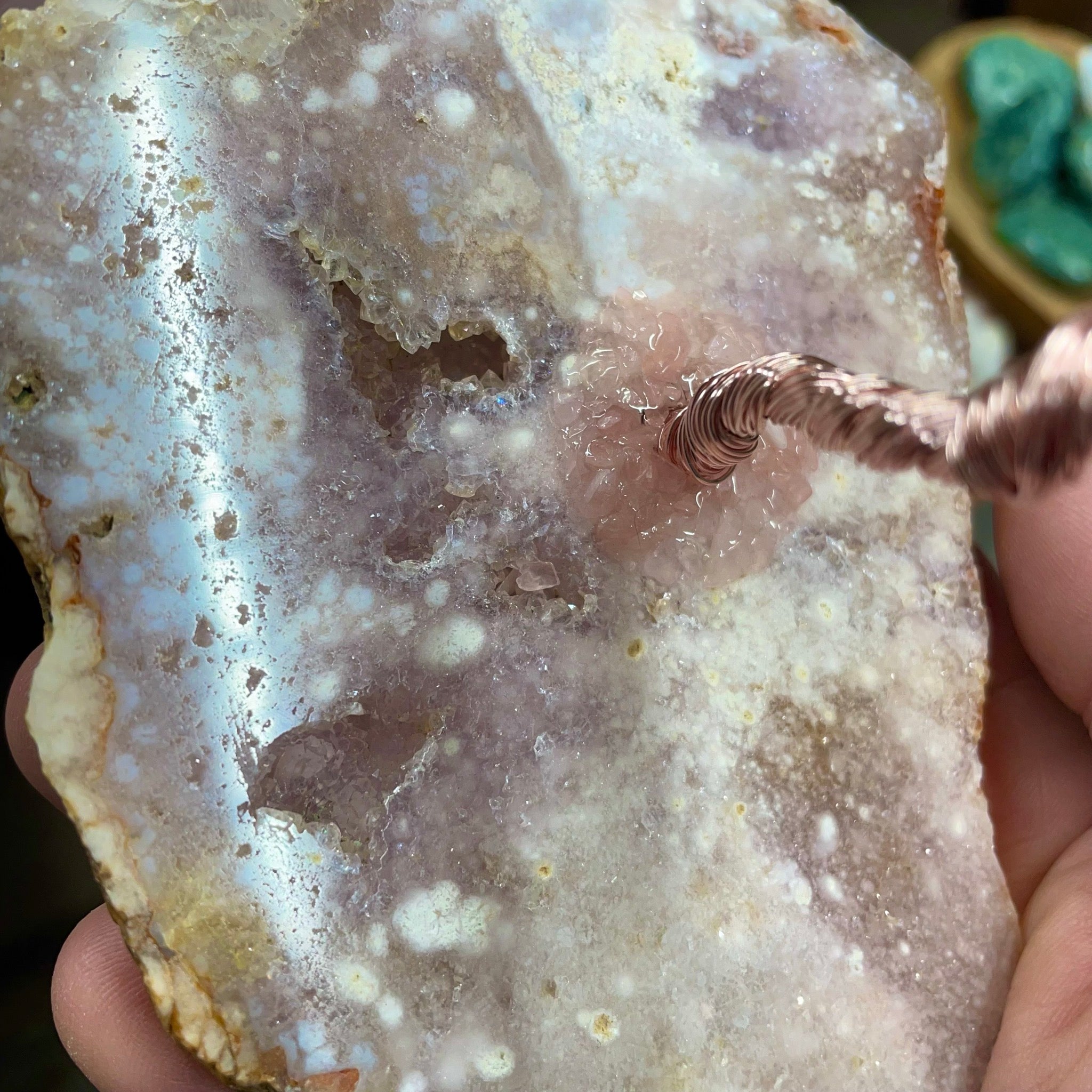 Rose Quartz Mojo Tree on Pink Amethyst