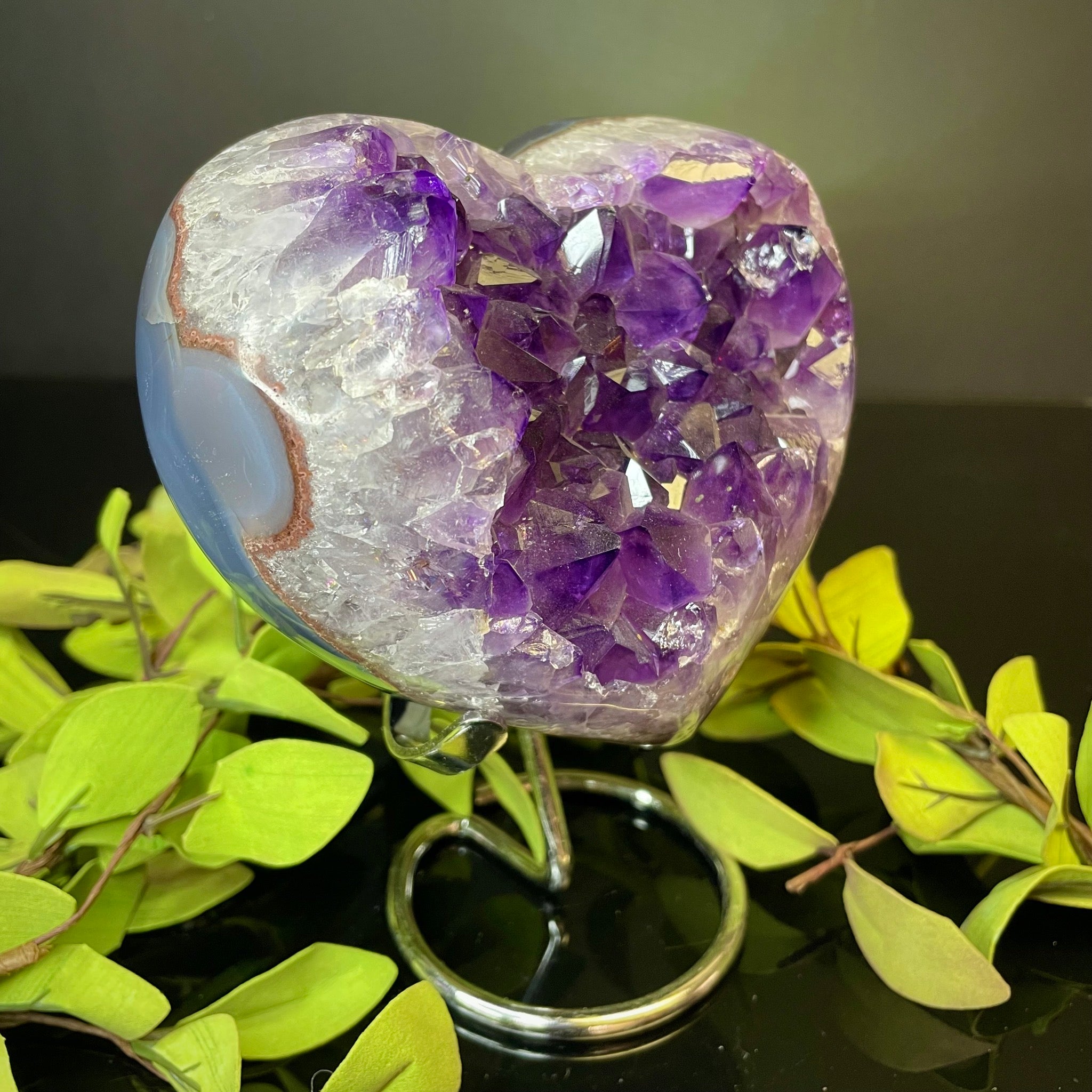 Amethyst Heart on Stand