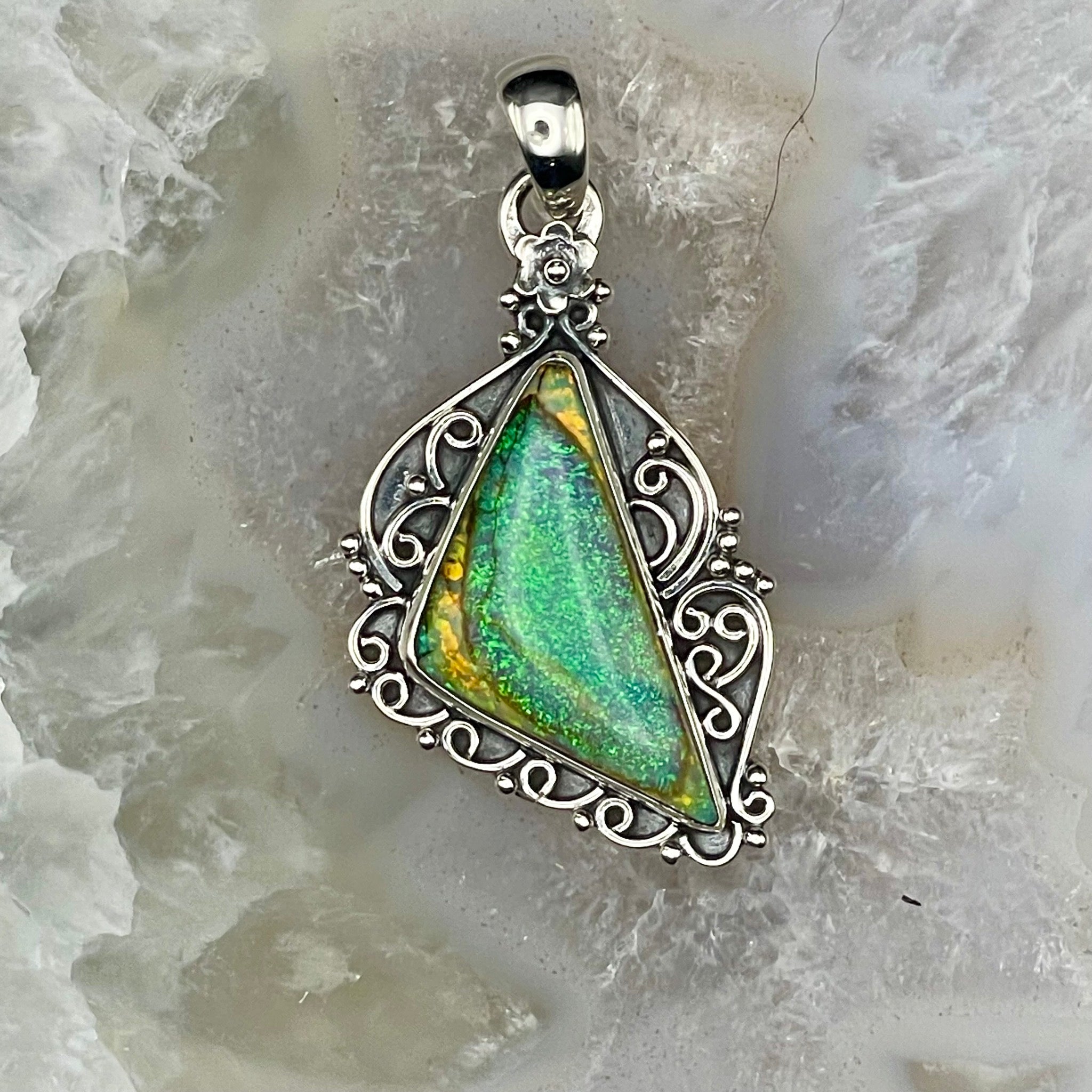 Monarch Opal Pendant Sterling Silver