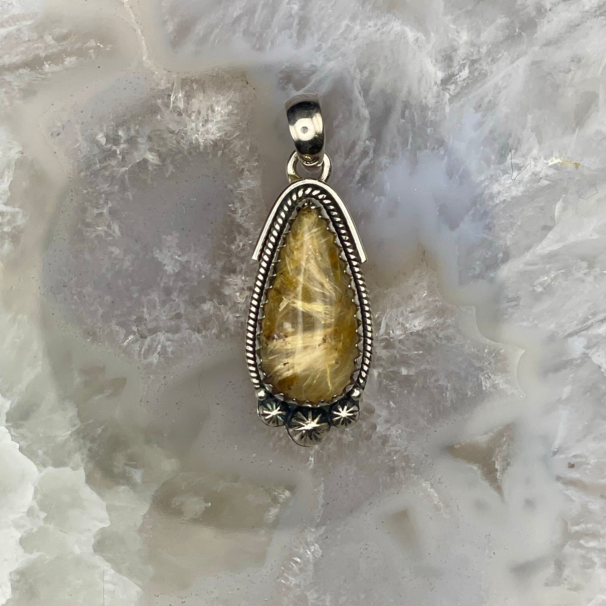 Rutilated Quartz Pendant Sterling Silver