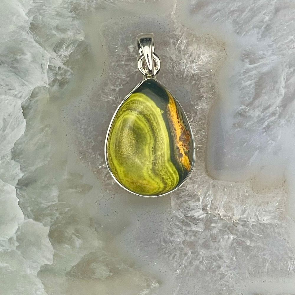 Teardrop Bumblebee Jasper Pendant Sterling Silver