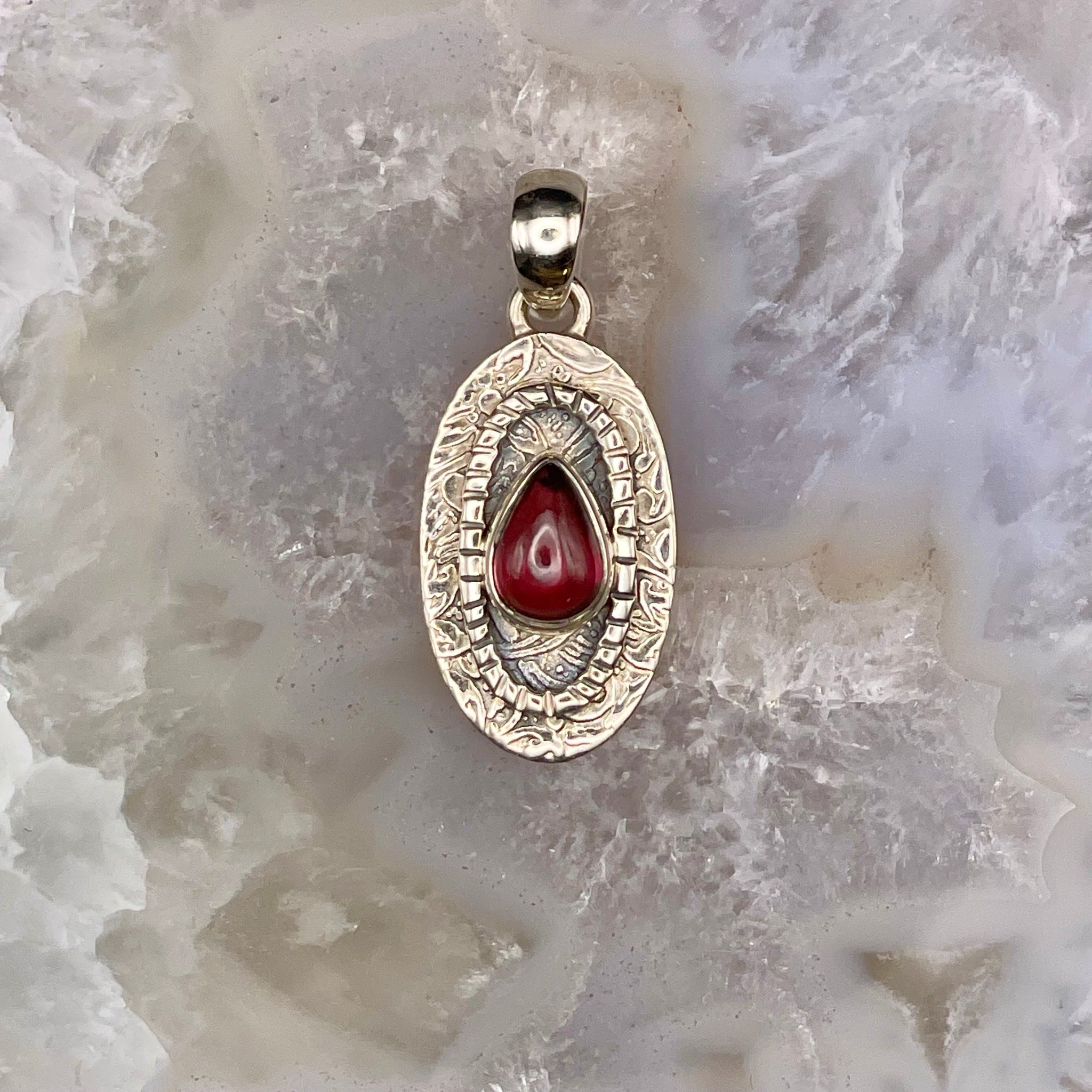 Garnet Pendant Sterling Silver