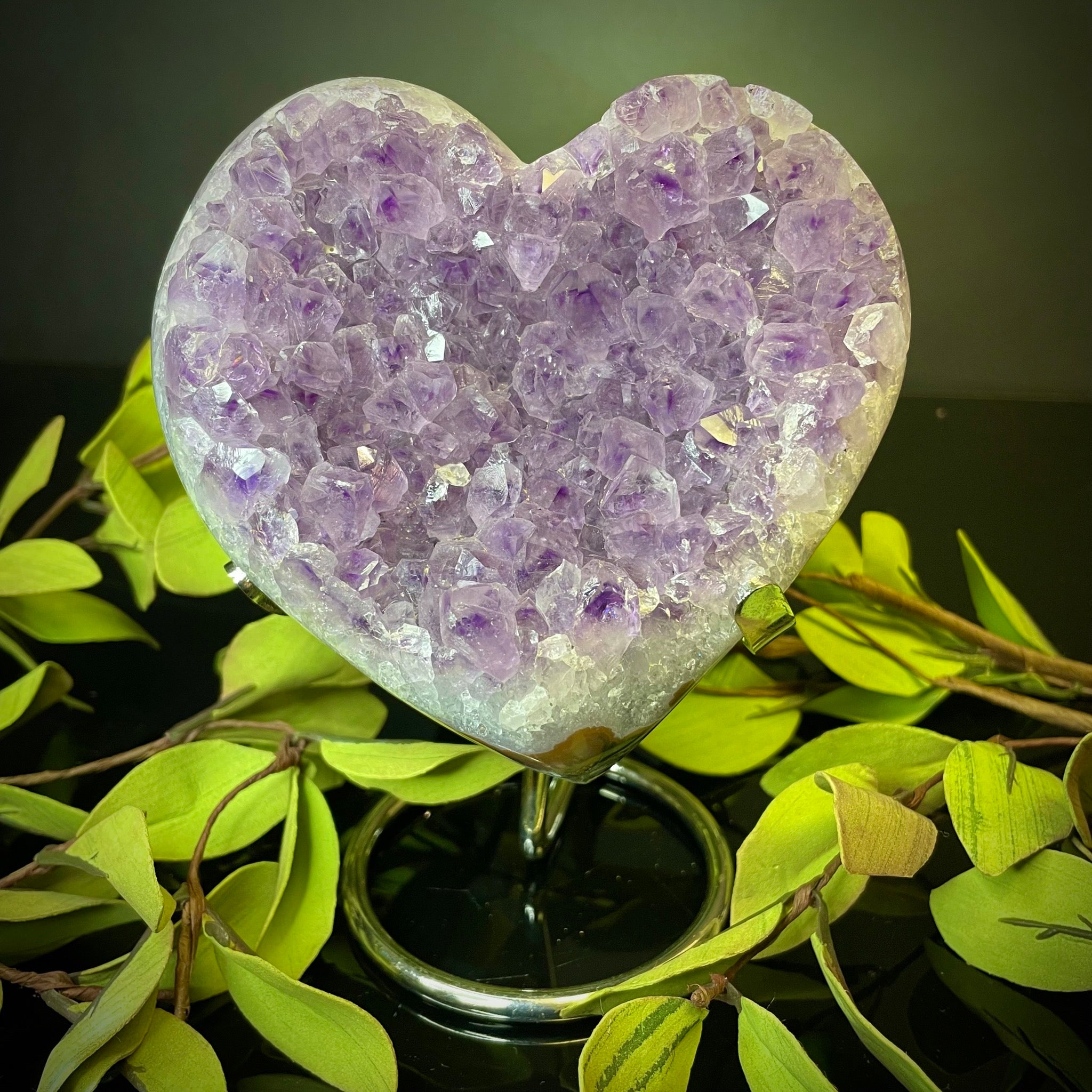 Amethyst Heart on Stand