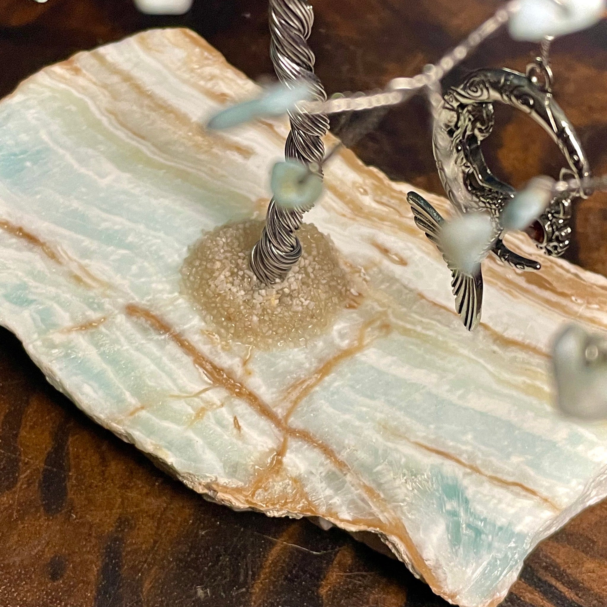 Larimar on Caribbean Calcite Mojo Tree