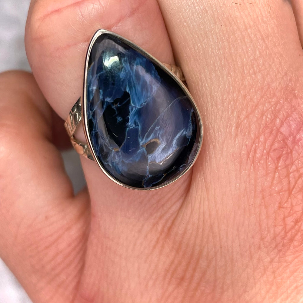 Teardrop Pietersite Ring Sterling Silver