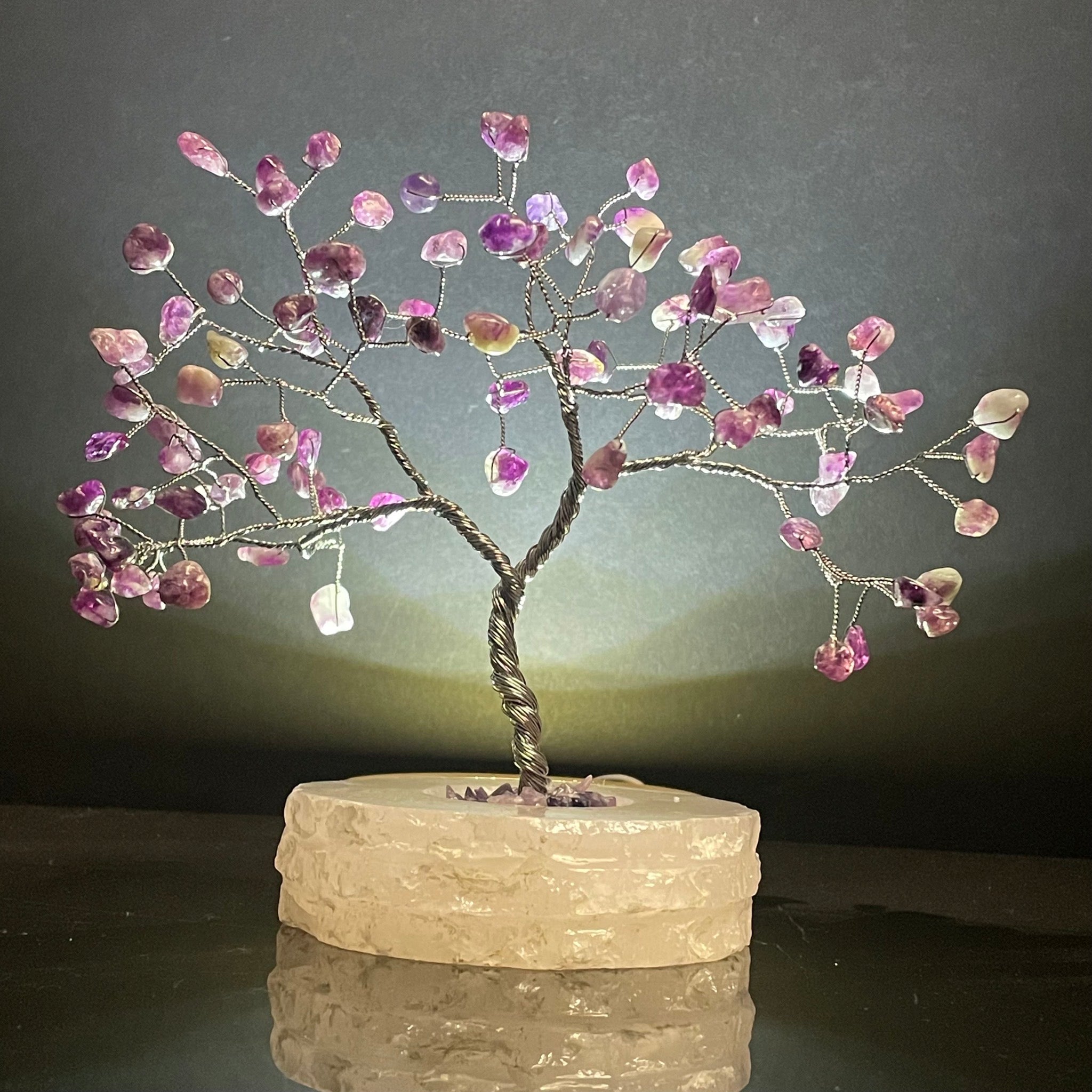 Lepidolite on Mangano Calcite Mojo Tree