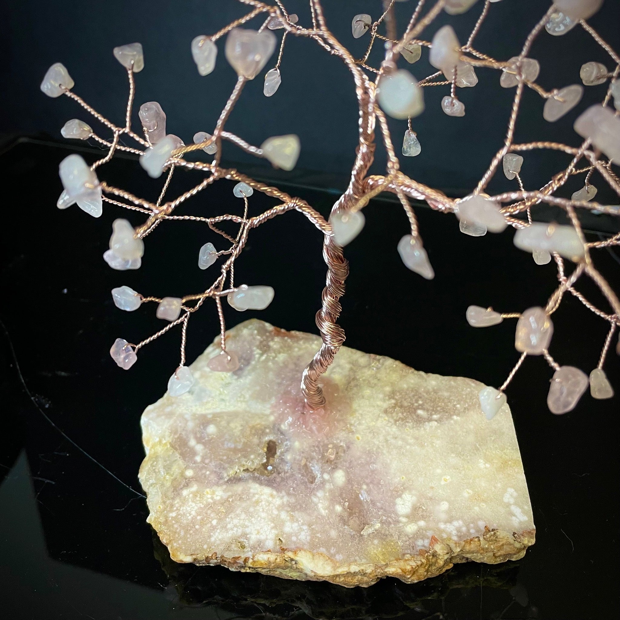 Rose Quartz Mojo Tree on Pink Amethyst