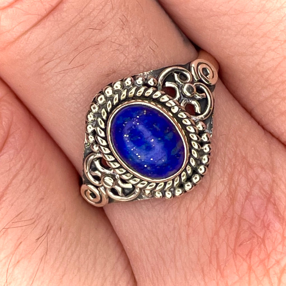 Oval Lapis Lazuli Ring Sterling Silver