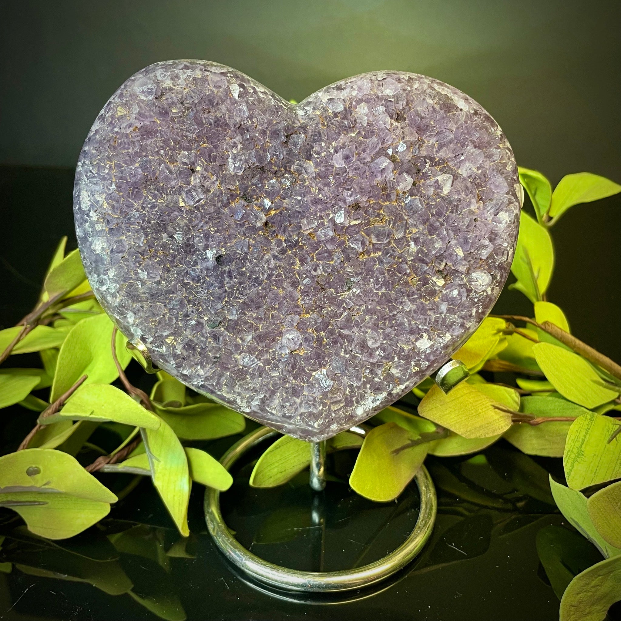 Amethyst Heart on Stand