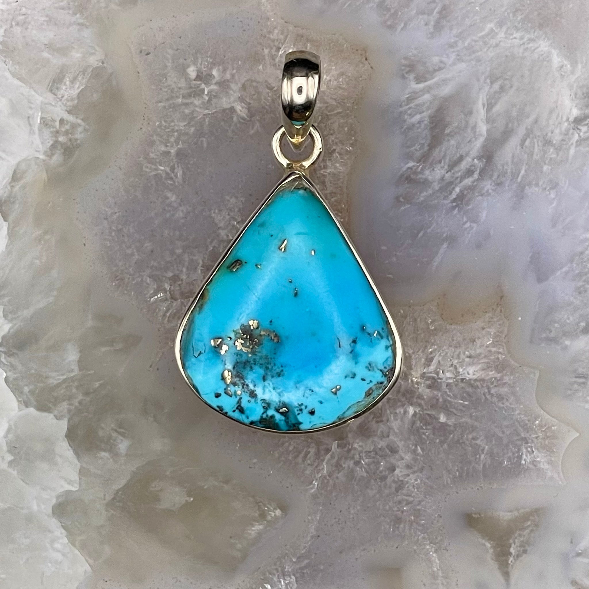 Teardrop Turquoise Pendant Sterling Silver