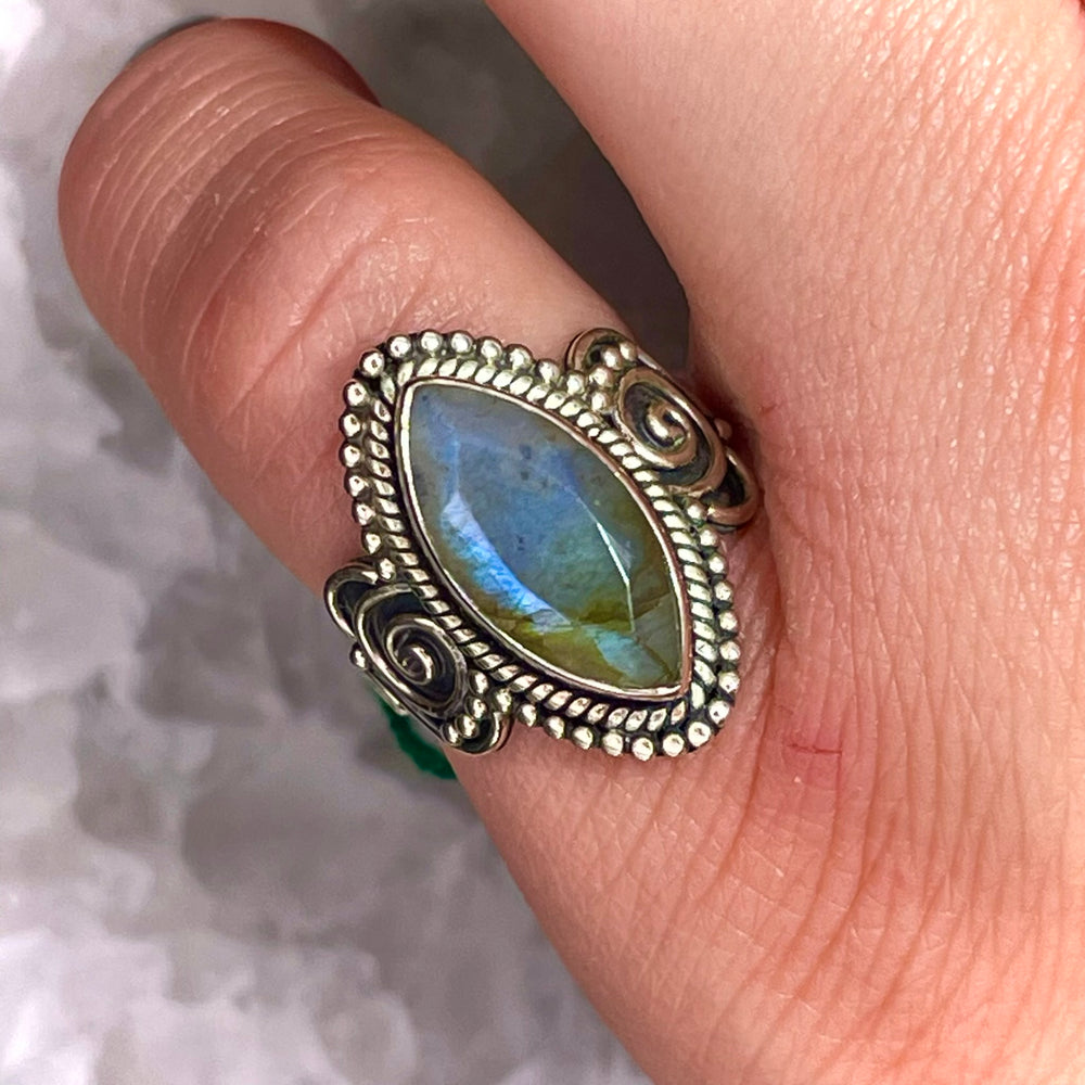 Faceted Labradorite Ring Sterling Silver