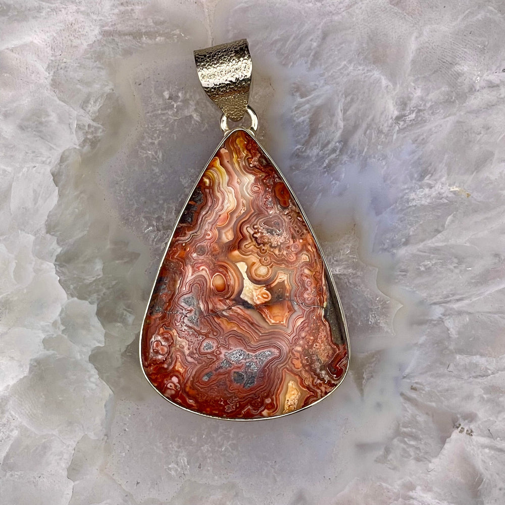 Teardrop Agate Pendant Sterling Silver