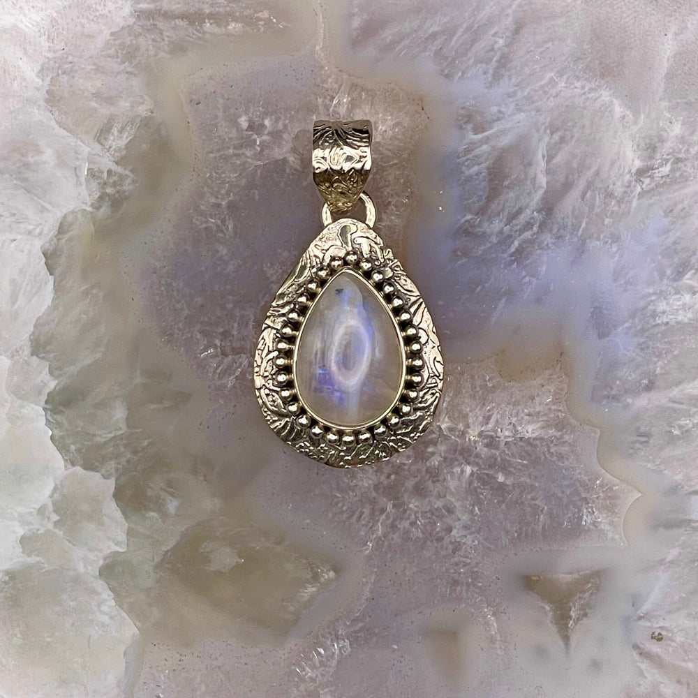 Teardrop Moonstone Pendant Sterling Silver