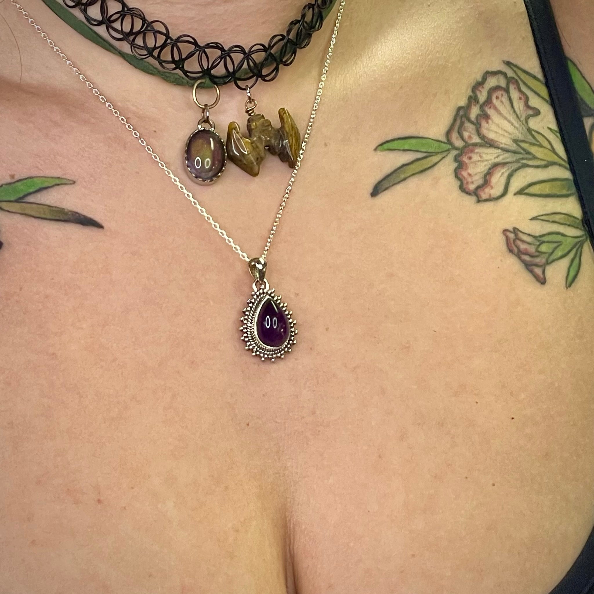 Teardrop Amethyst Pendant Sterling Silver