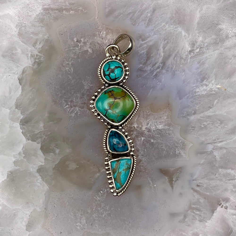 4 Stone Turquoise Pendant Sterling Silver