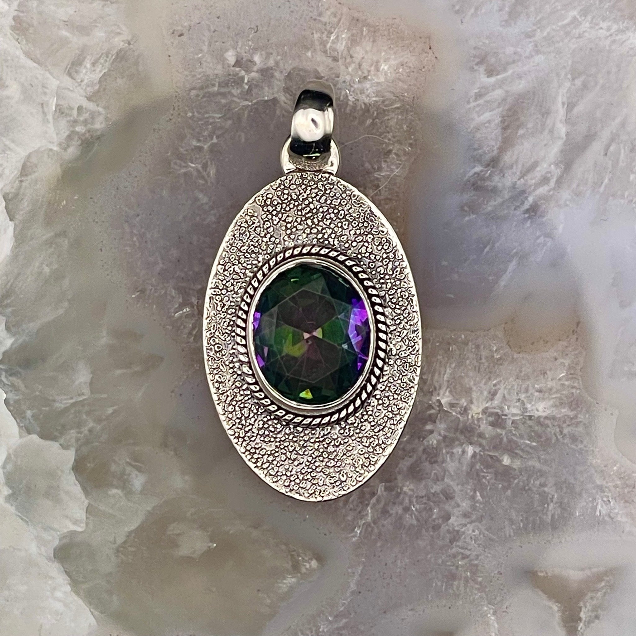 Mystic Quartz Pendant Sterling Silver