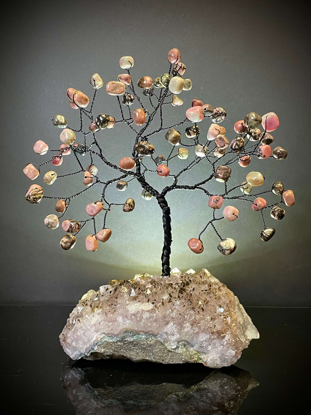 Rhodonite Mojo Tree on Amethyst Base