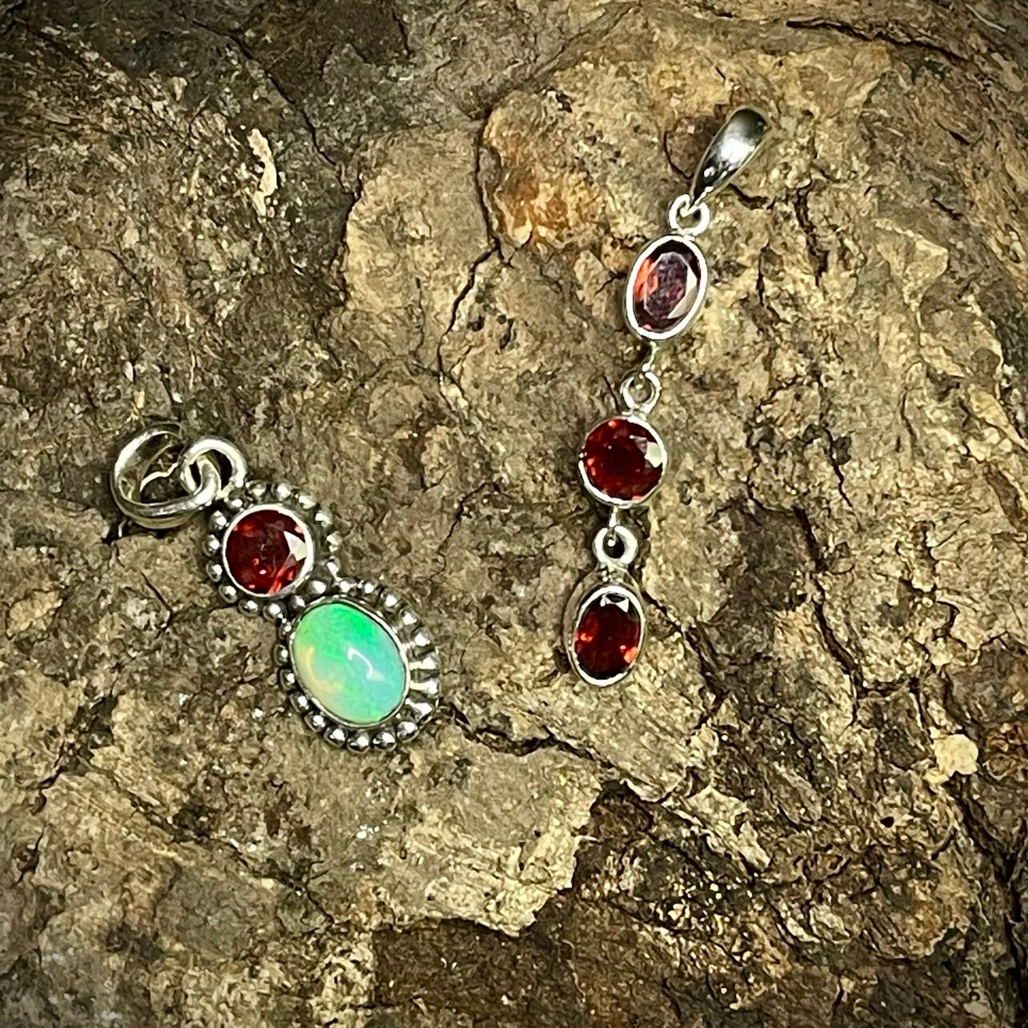 Garnet and Ethiopian Opal Pendant