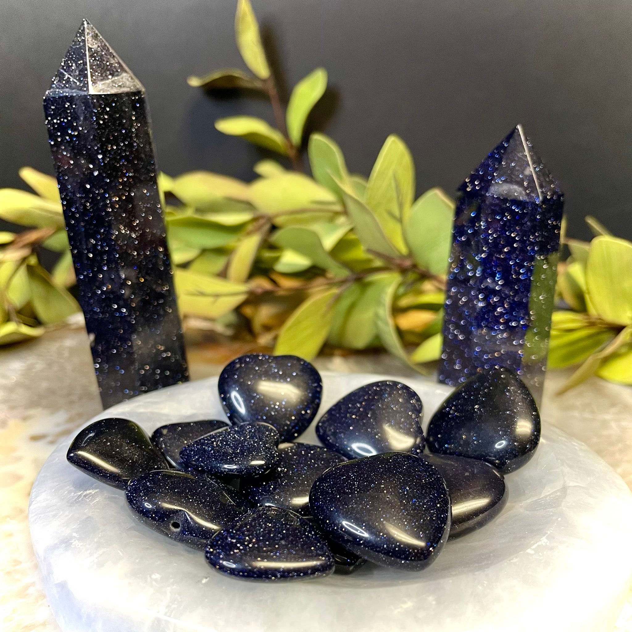 Blue Goldstone Heart