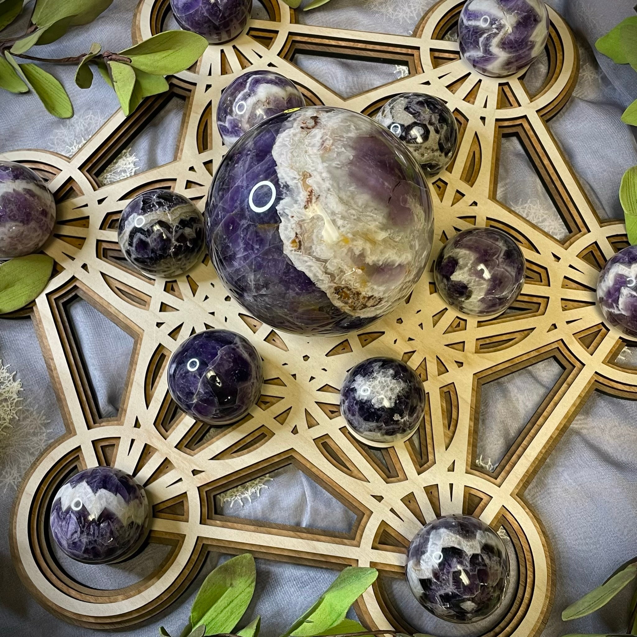 Chevron Amethyst Spheres