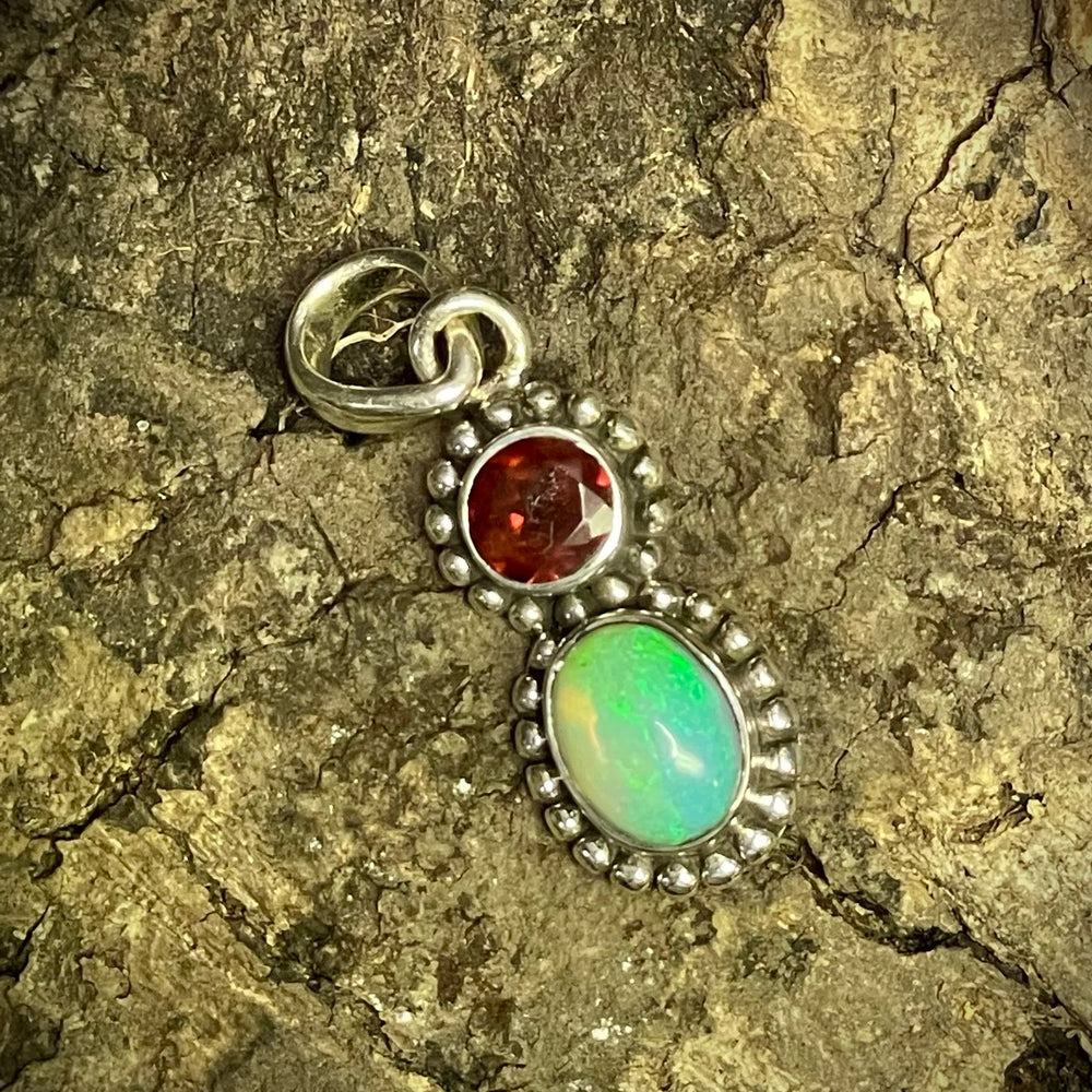 Garnet and Ethiopian Opal Pendant