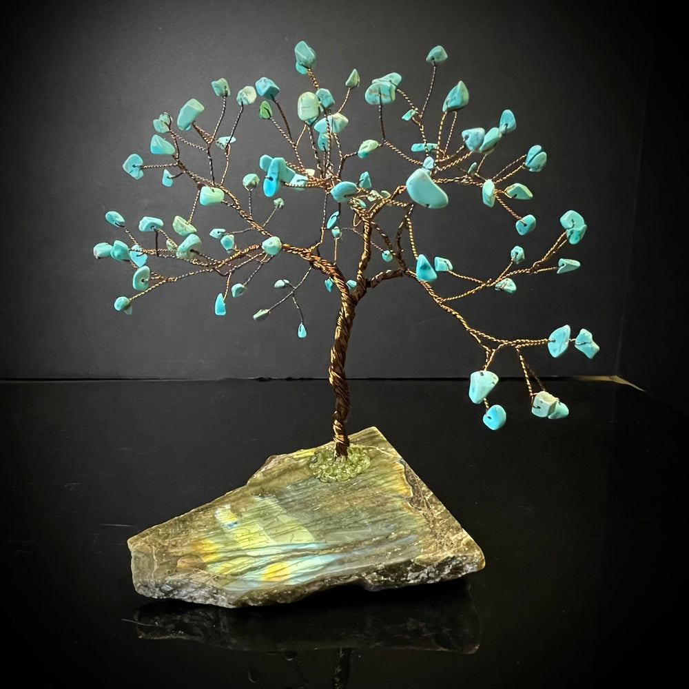 Dyed Howlite on Labradorite Mojo Tree